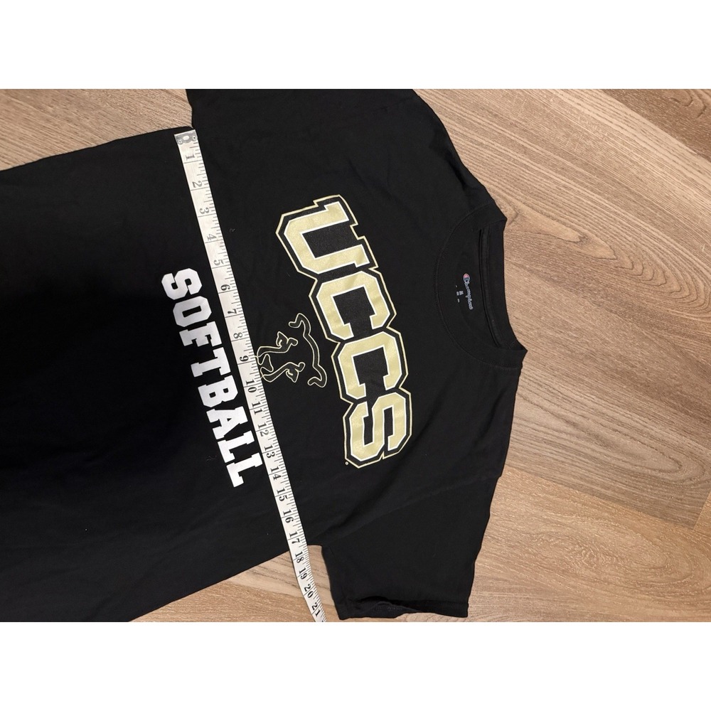 Champion T Shirt Mens Medium Black UCCS Softball Short Sleeve Graphic Tee - Picture 2 of 5